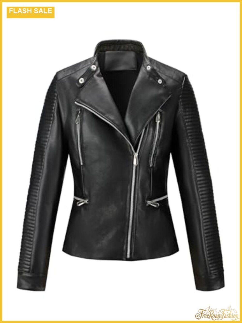 Women's Faux Leather Moto Jacket Asymmetrical Quilted Biker Style